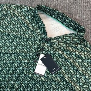 MAELREG Performance Polo Golf Shirt Men's XL Green Geometric Print Athletic Walk